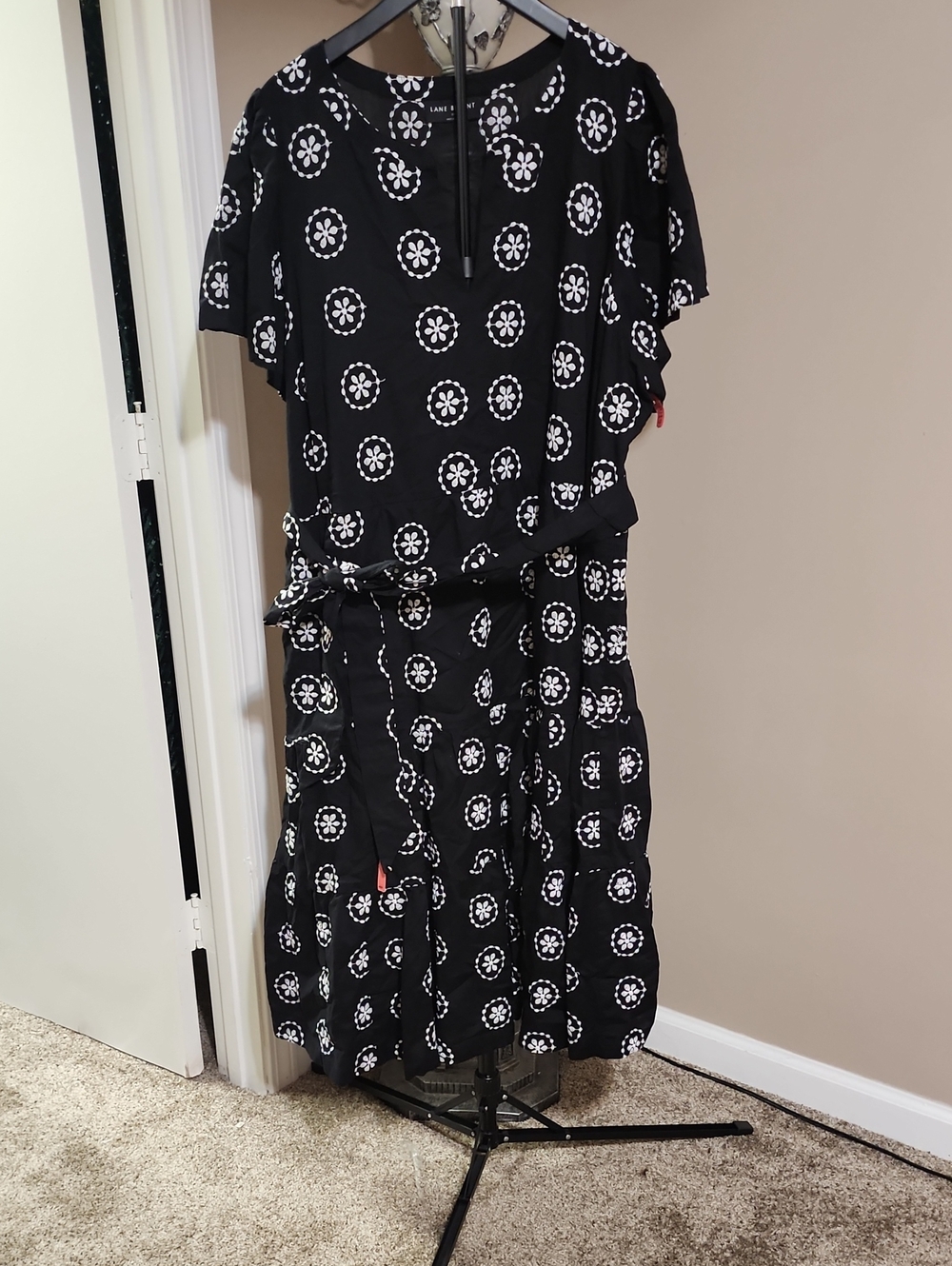 Lane Bryant Black Dress with White Circular Print